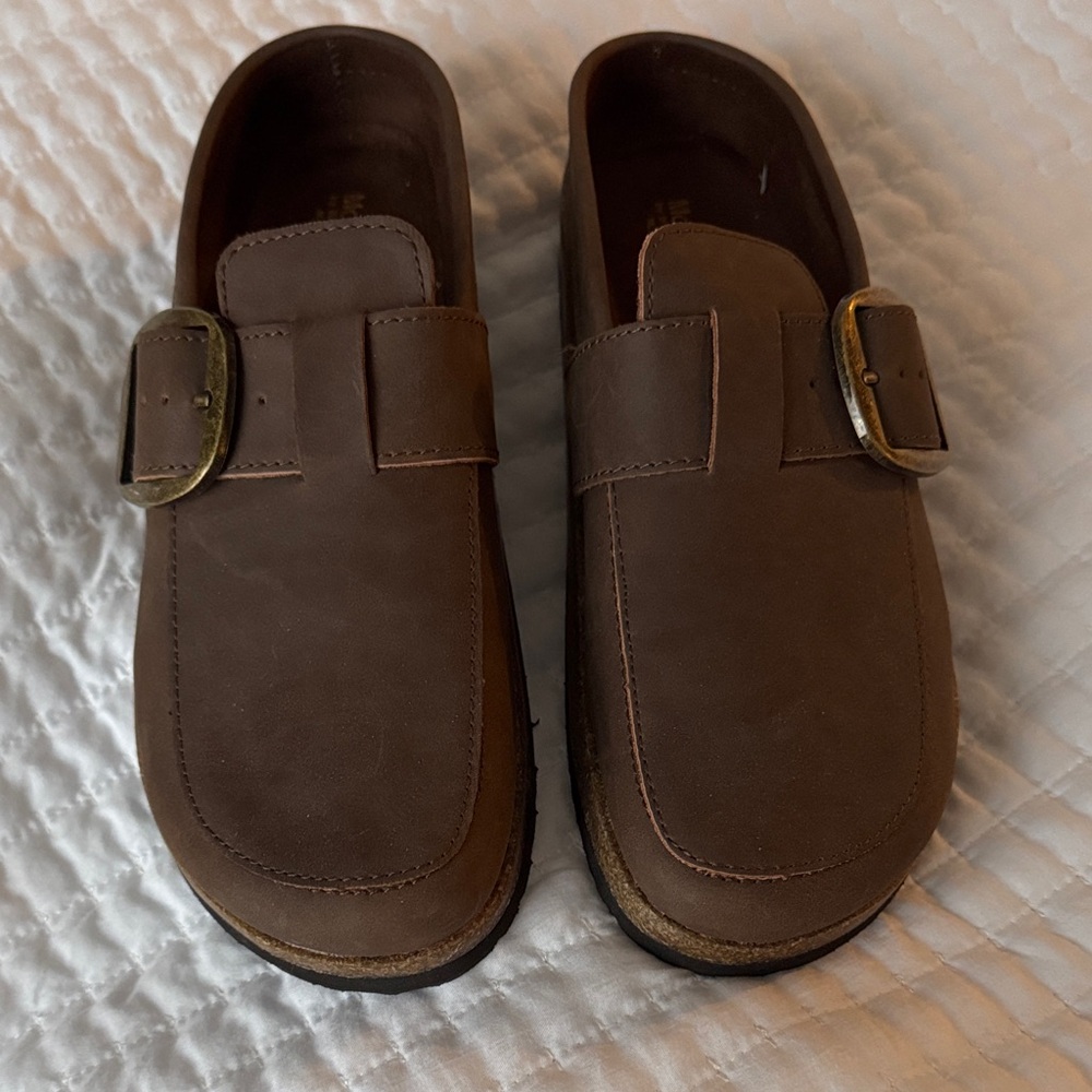 Elegant Brown Leather Slip-On mules for women